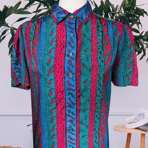 Vintage Paisley Striped Shirt Dress